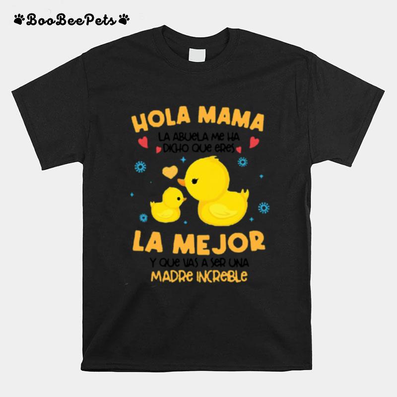 Hola Mama La Abuela Me Ha Dicho Que Eres La Me Jor Y Que Vas A Ser Una Madre Increible T-Shirt