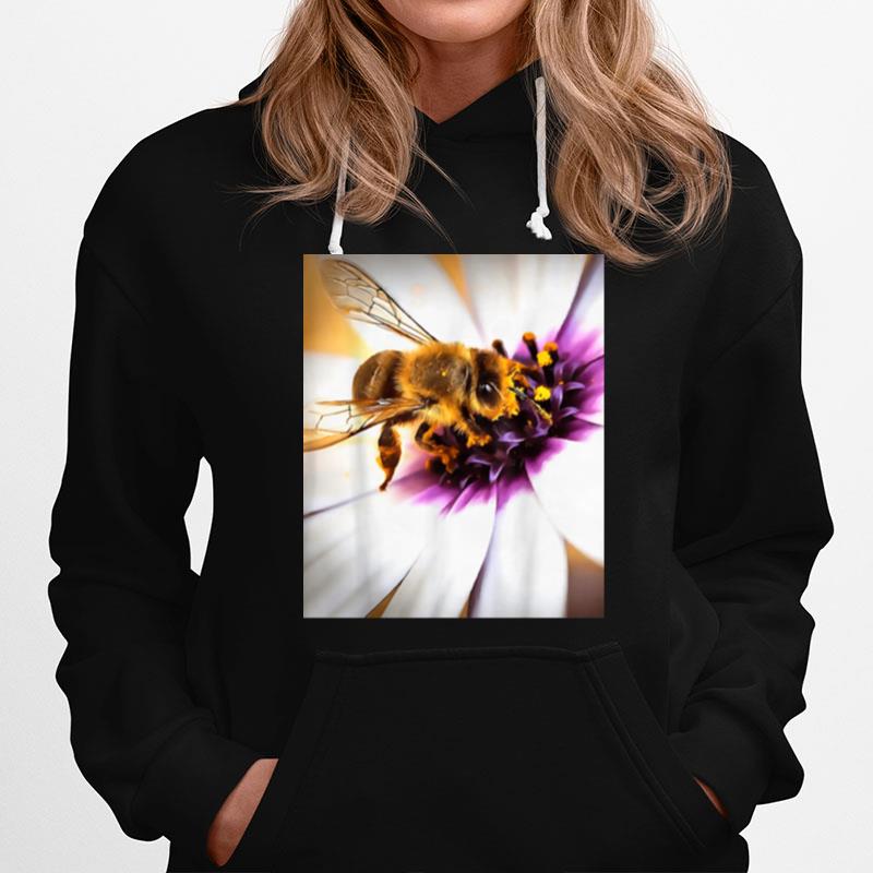 Honey Bee On African Daisy Acrylic Art Hoodie