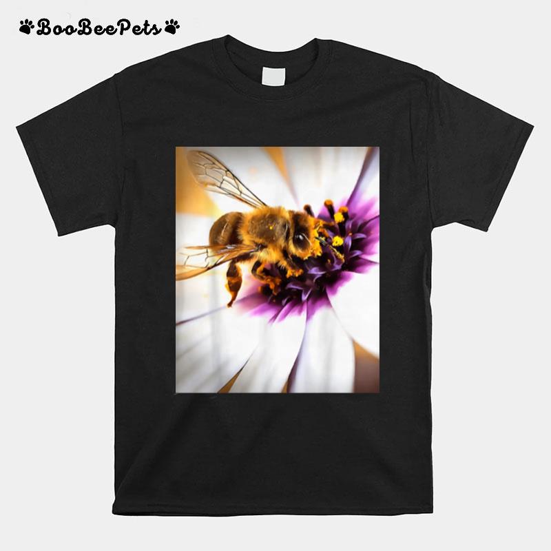 Honey Bee On African Daisy Acrylic Art T-Shirt