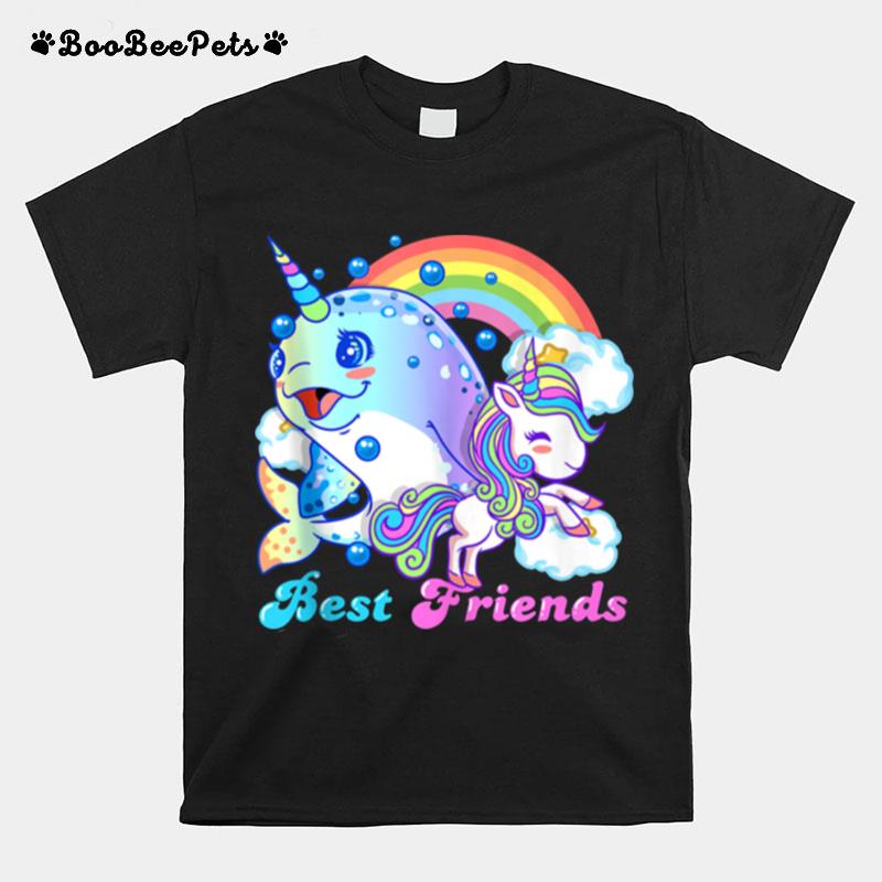 Horned Narwhal And Unicorn Best Friends T-Shirt