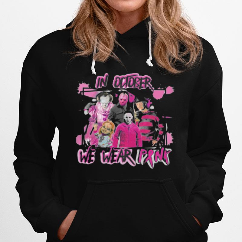 Horror Breast Cancer In October We Wear Pink Halloween Hoodie