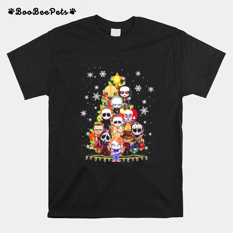 Horror Characters Christmas Tree 2022 T-Shirt