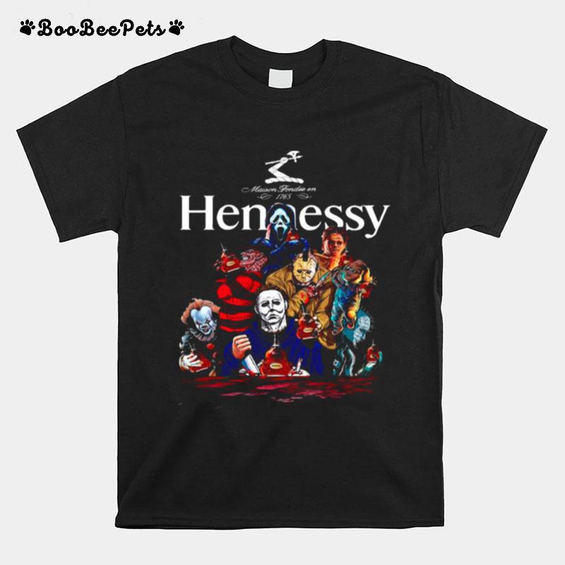 Horror Characters Hennessy Party Happy Halloween T-Shirt