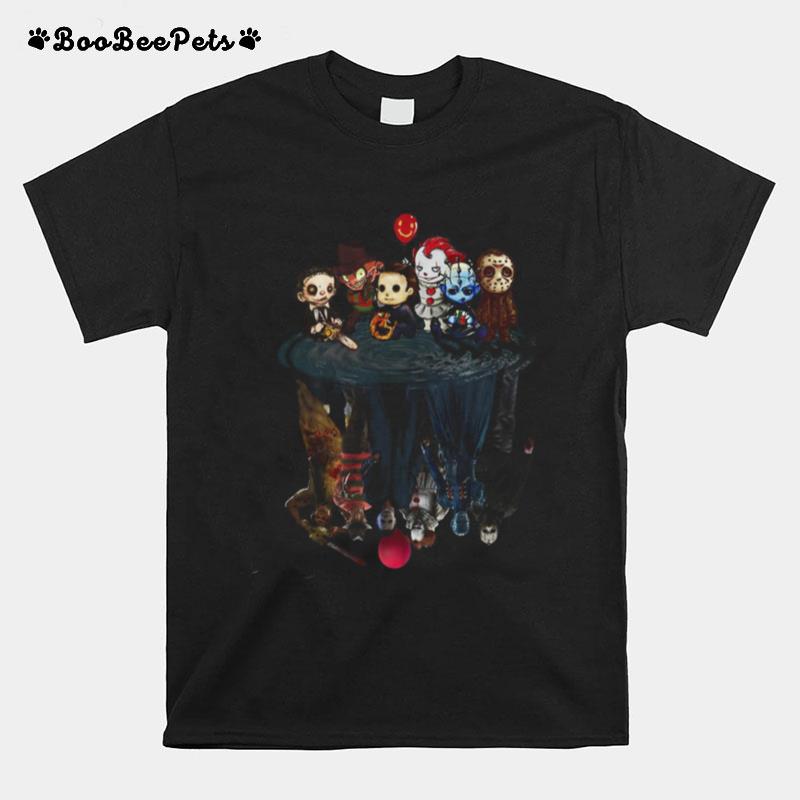 Horror Characters Water Mirror Reflection T-Shirt