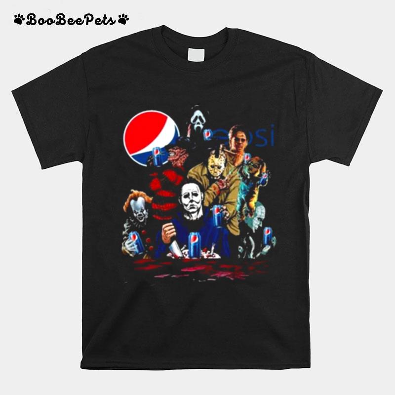 Horror Movie Characters Drink Pepsi Halloween T-Shirt