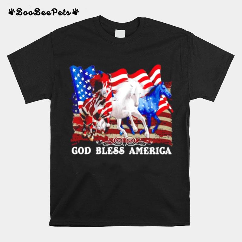 Horse 4Th Of July God Bless America T-Shirt