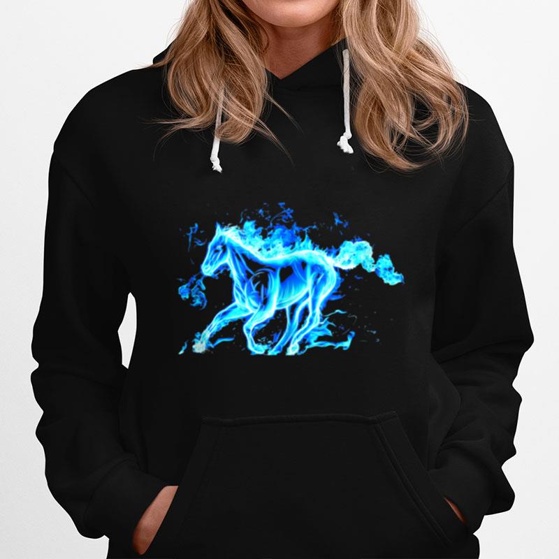 Horse Blue Horse Fiery Horse Background Abstract Art Hoodie
