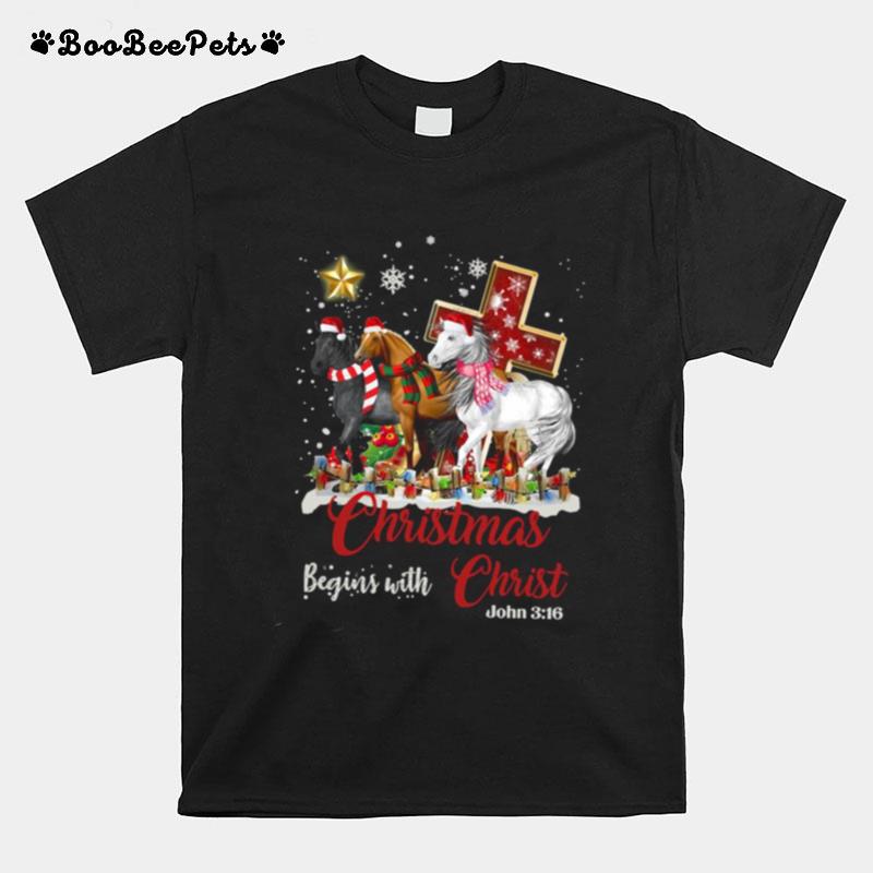 Horses Santa Christmas Begins With Christmas T-Shirt