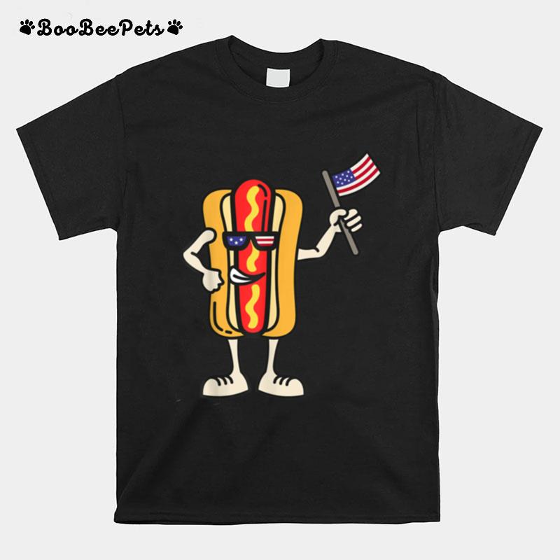 Hot Dog American Flag July 4Th Patriotic Bbq Cookout Funny T B09Znrmp32 T-Shirt