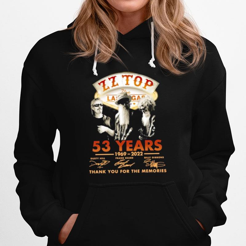 Hot Zz Top Viva Las Vegas 54 Years 1969 %E2%80%93 2023 Thank You For The Memories Signatures Mens Hoodie