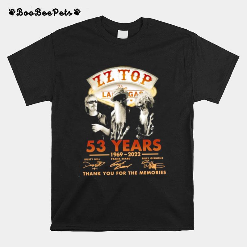 Hot Zz Top Viva Las Vegas 54 Years 1969 %E2%80%93 2023 Thank You For The Memories Signatures Mens T-Shirt