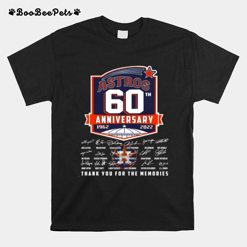 Houston Astros 60Th Anniversary 1962 2022 Signatures Thank You For The Memories T-Shirt