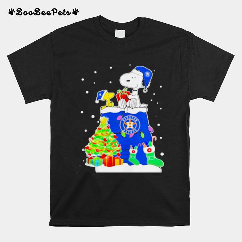 Houston Astros Snoopy And Woodstock Merry Christmas 2022 T-Shirt