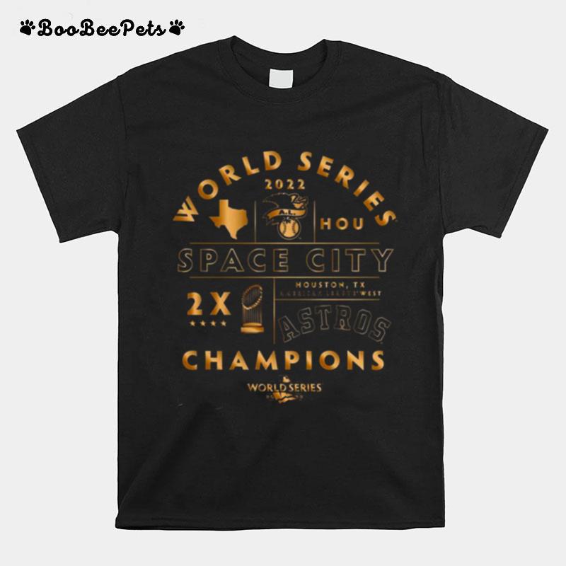 Houston Astros Two Time World Series Champions Gold T-Shirt