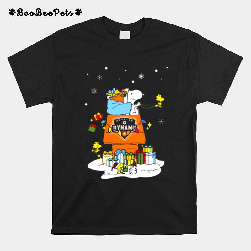 Houston Dynamo Santa Snoopy Wish You A Merry Christmas 2022 T-Shirt