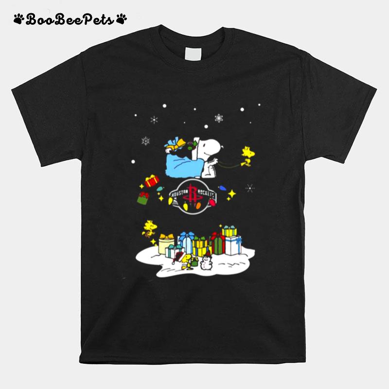 Houston Rockets Santa Snoopy Wish You A Merry Christmas 2022 T-Shirt