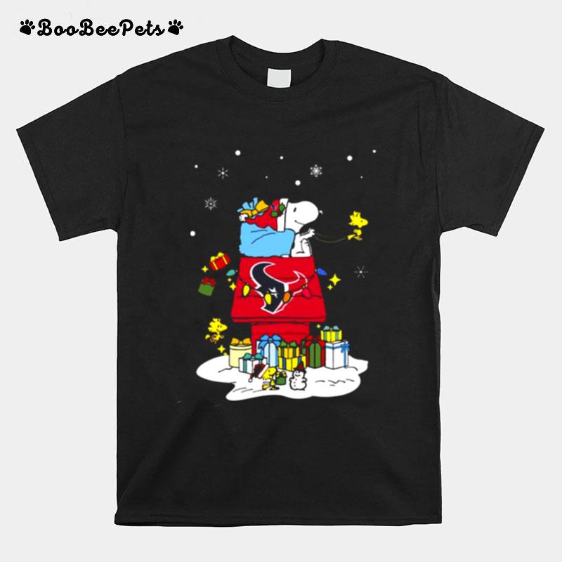 Houston Texans Santa Snoopy Wish You A Merry Christmas 2022 T-Shirt