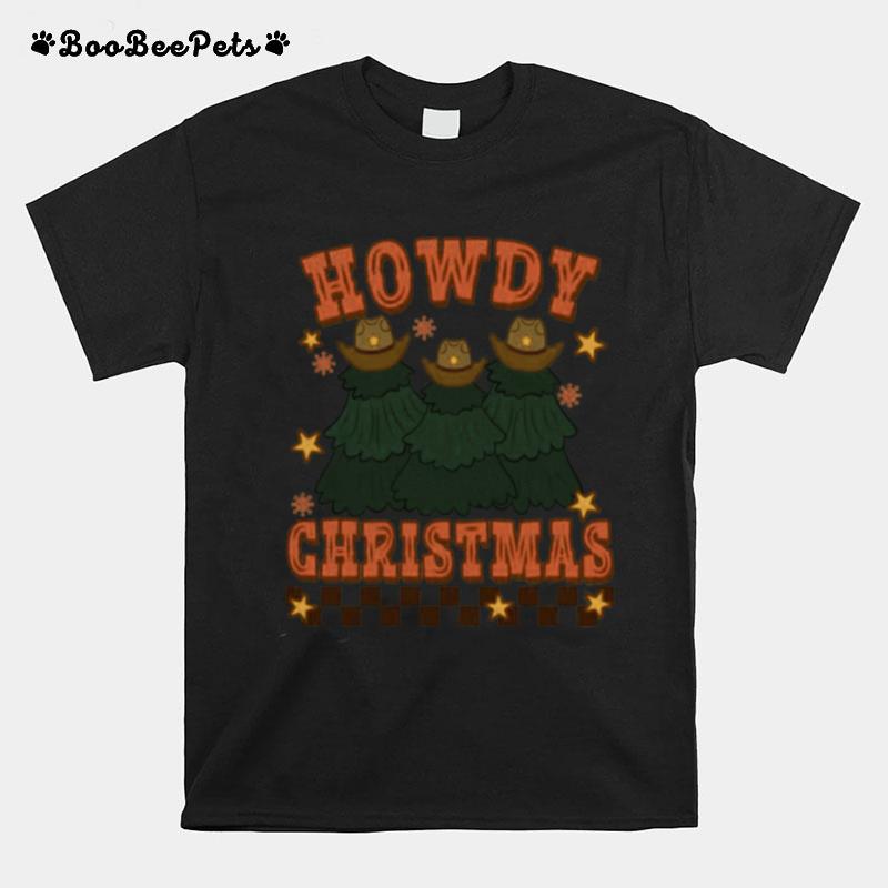 Howdy Christmas Retro Western Christmas Tree T-Shirt