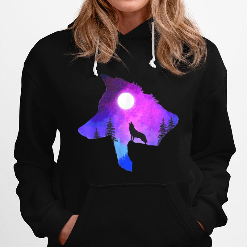 Howling Wolf Spirit Animal Moon Indigenous Native Hoodie
