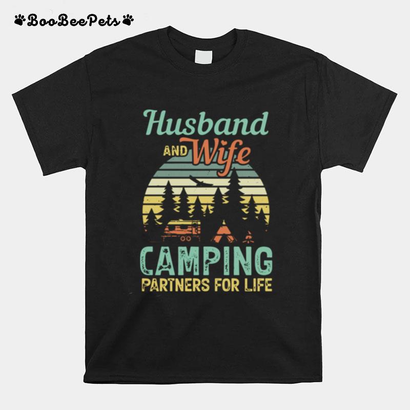 Husband And Wife Camping Partners For Life Retro T-Shirt