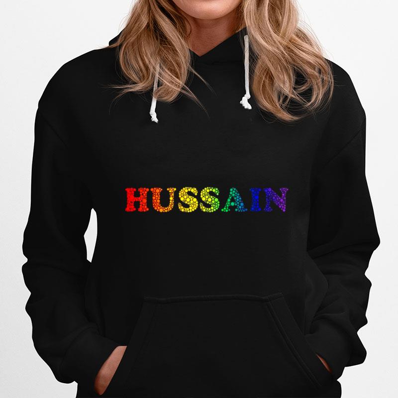 Hussain Name Fun Rainbow Bubbles Lgbt Pride Hoodie