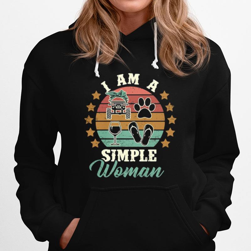 I Am A Simple Woman Wine Tractor Cat Vintage Hoodie