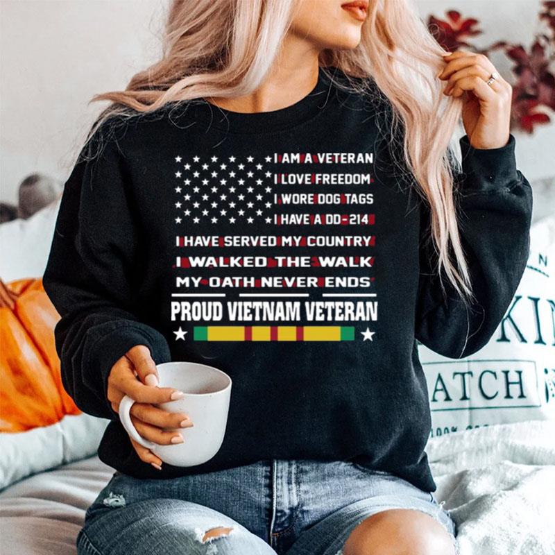 I Am A Veteran I Love Freedom I Wore Dog Tags I Have Served My Country American Flag Sweater