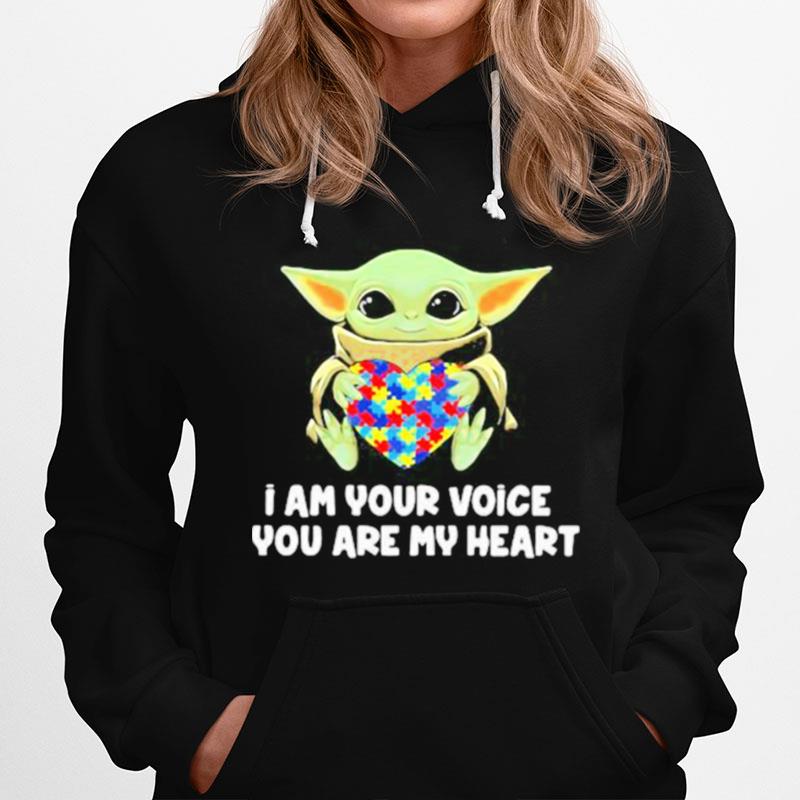 I Am Your Voice You Are My Heart Autism Awareness Baby Yoda Hoodie