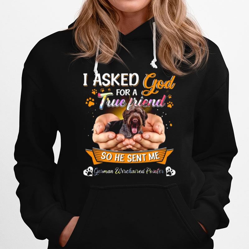 I Asked God For A True Friend So He Sent Me German Wirehaired Pointer True Friend Hoodie