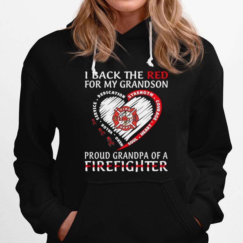 I Back The Red For My Grandson Heart Proud Mom Of A Firefighter Hoodie