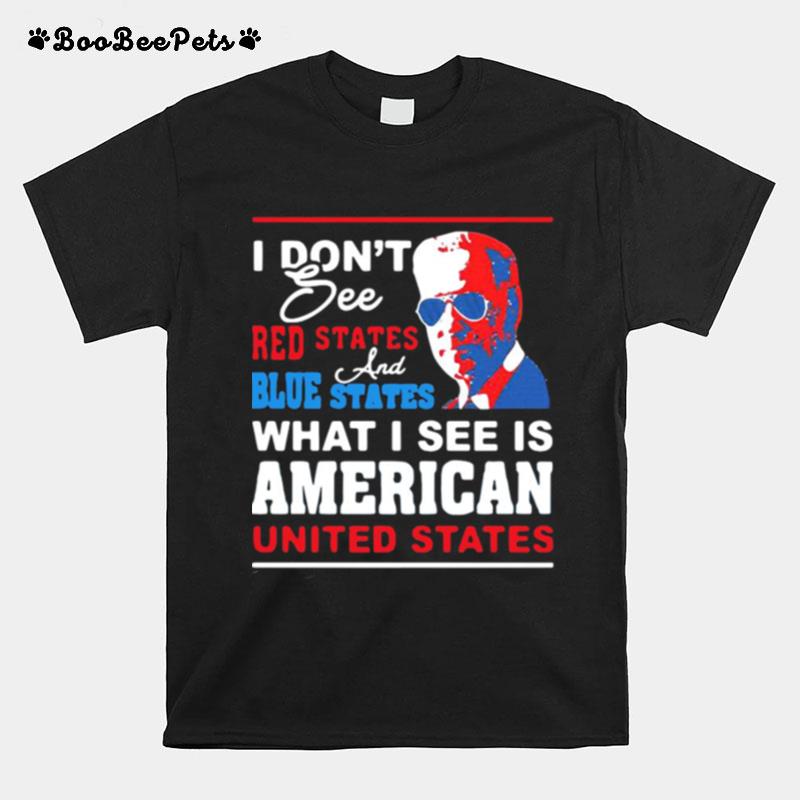 I Dont See Red States And Blue States I See American United States T-Shirt