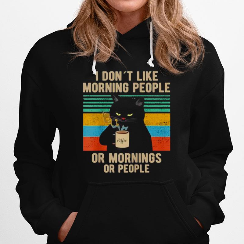I Hate Morning People And Mornings And People Coffee Cat Vintage Hoodie