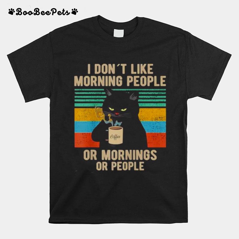 I Hate Morning People And Mornings And People Coffee Cat Vintage T-Shirt