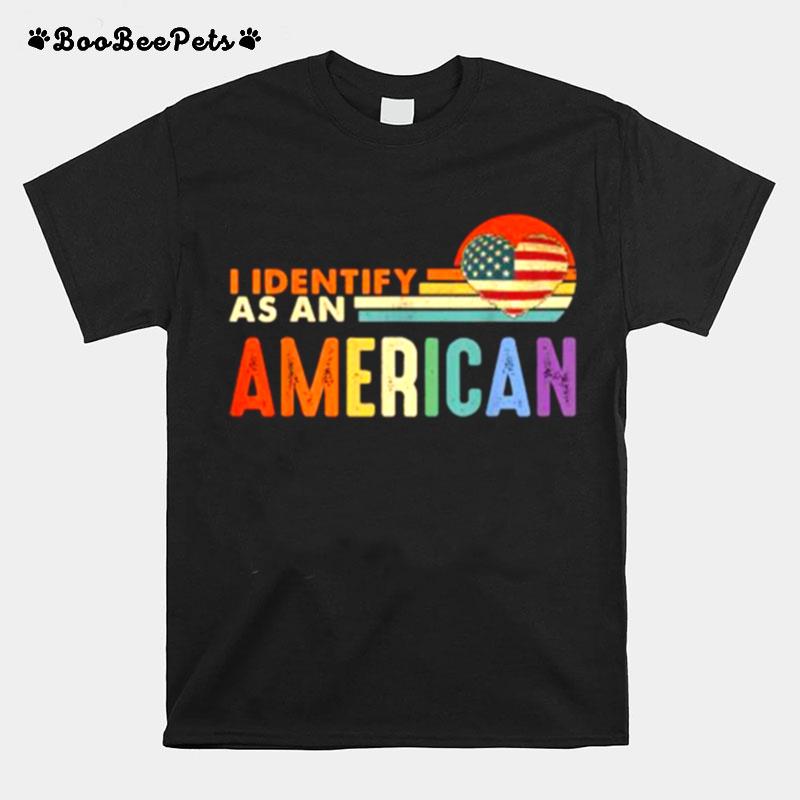 I Identify As An American Heart Usa Flag Vintage T-Shirt