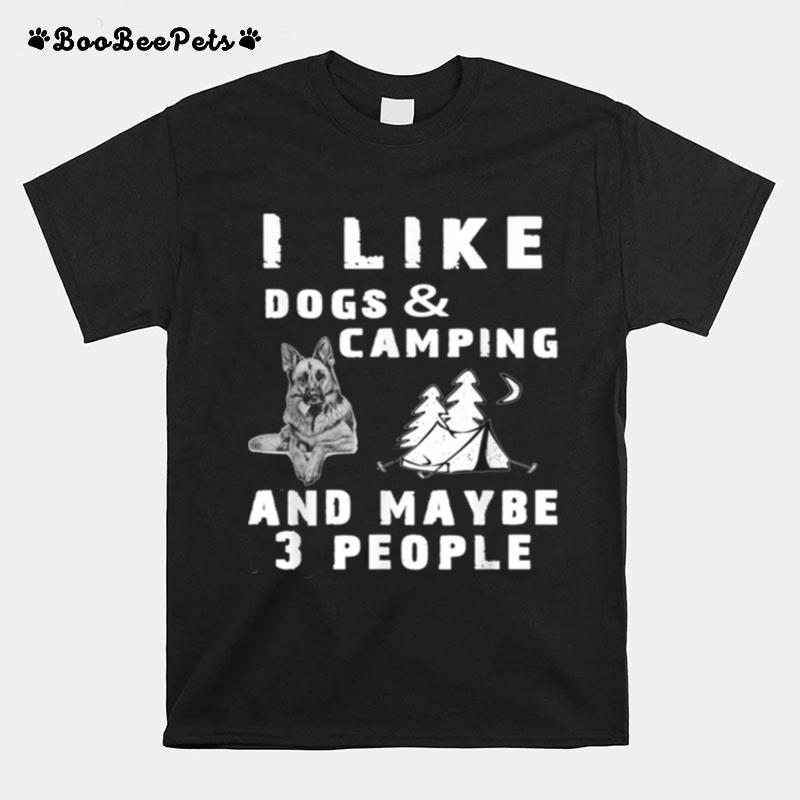 I Like Dogs Camping 3 People Pet Friend Outdoor Grunge Retro T-Shirt