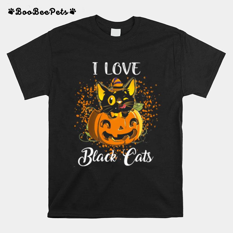 I Love Black Cats Pumpkin Halloween T-Shirt