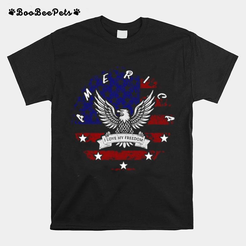 I Love My Freedom America Eagle Circle T-Shirt