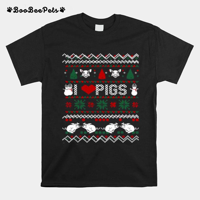 I Love Pigs Ugly Christmas Xmas T-Shirt