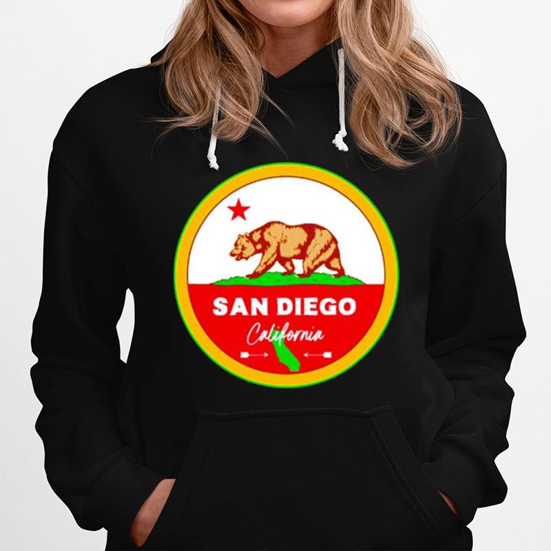 I Love San Diego California Ca Flag And Bear Badge Hoodie