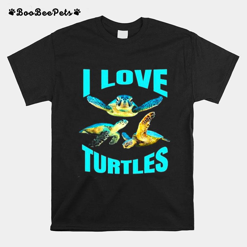 I Love Turtles Cool Loggerhead Turtle Swimming T-Shirt