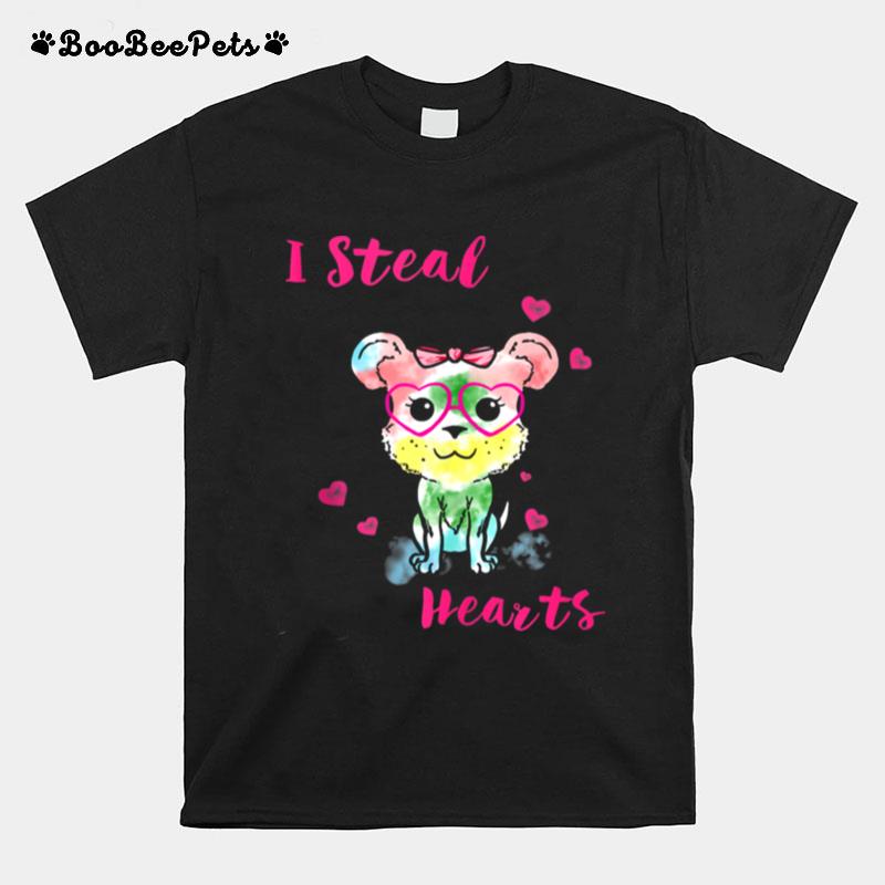 I Steal Hearts Cute Puppy Valentines Day Girls Boys Dogs T-Shirt