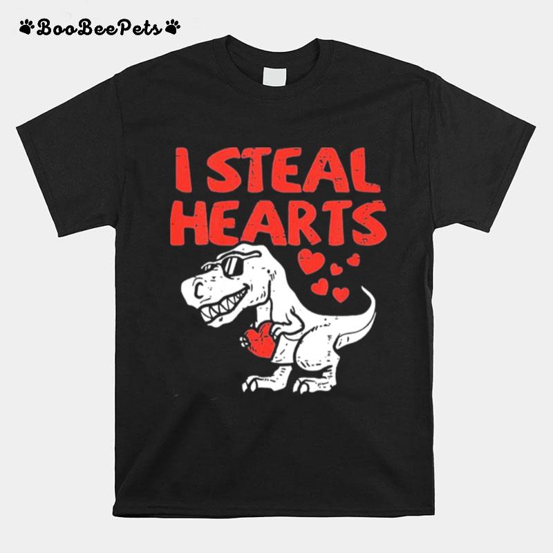 I Steal Hearts T Rex Dino Cute Baby Boy Valentines Day T-Shirt