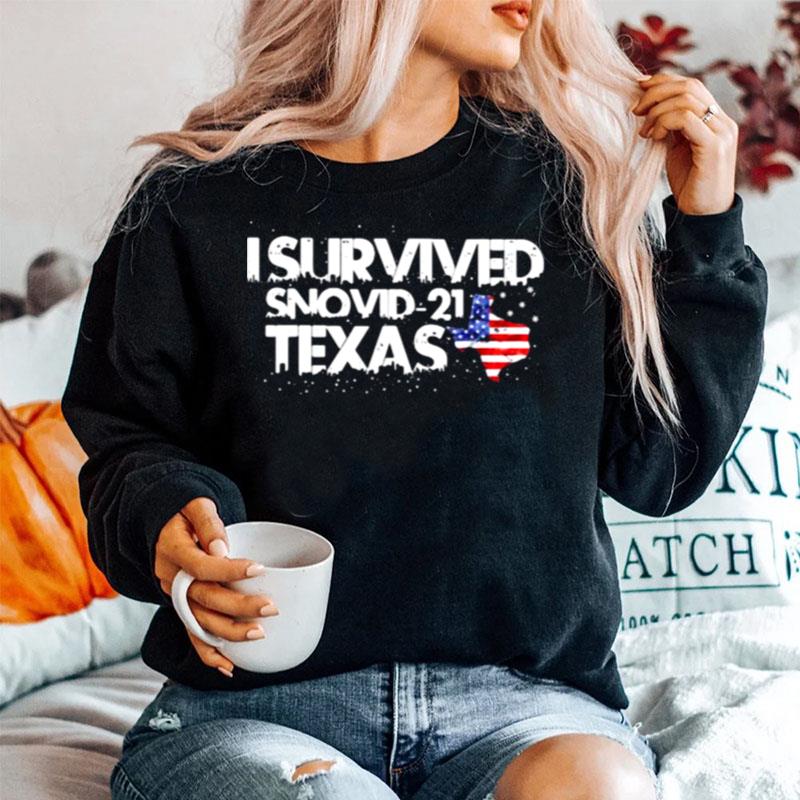 I Survived Snovid 21 Texas American Flag Sweater