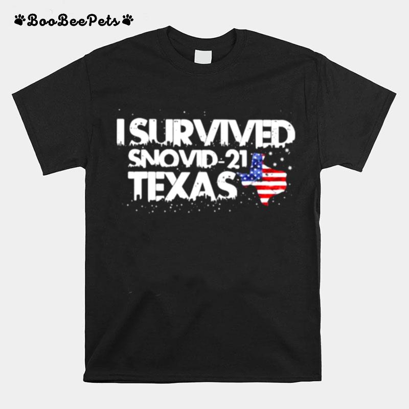 I Survived Snovid 21 Texas American Flag T-Shirt