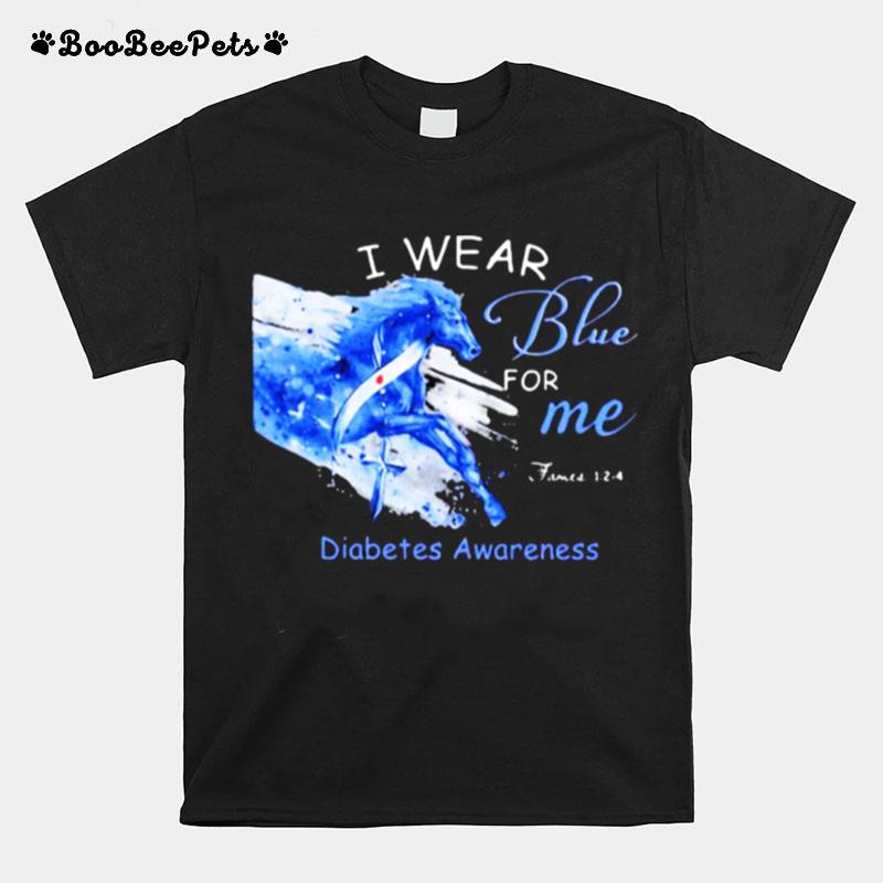I Wear Blue For Me Diabetes Awareness Horse T-Shirt