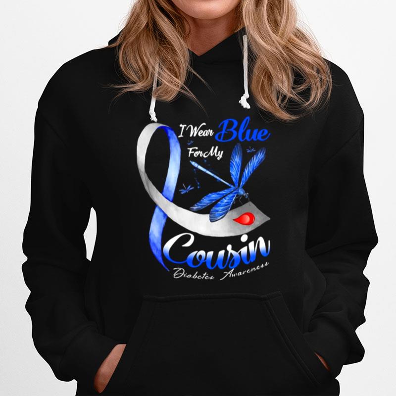 I Wear Blue For My Cousin Diabetes Awareness Dragonfly Hoodie