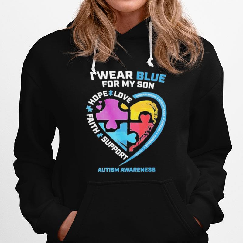 I Wear Blue For My Sister Gifts Brother Men Autism Awareness Hoodie