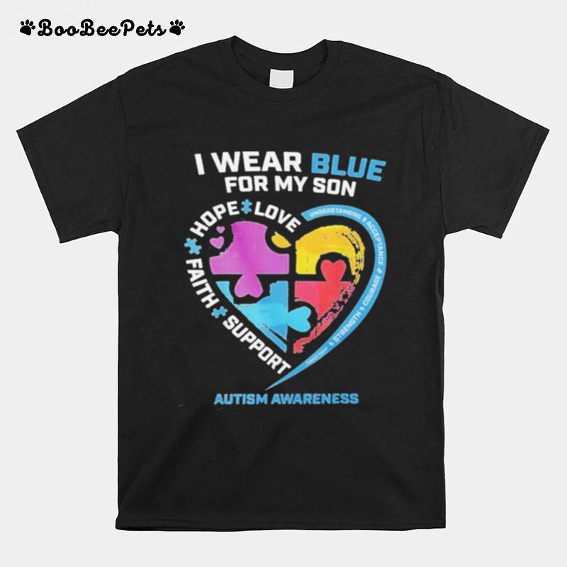 I Wear Blue For My Sister Gifts Brother Men Autism Awareness T-Shirt