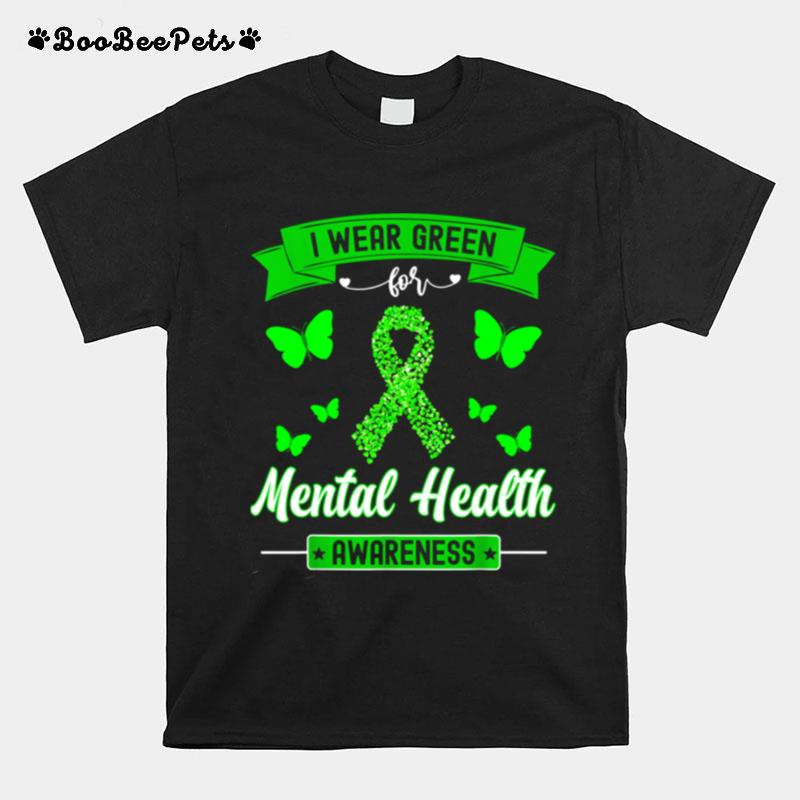 I Wear Greental Health Awareness Ribbon Butterfly T-Shirt