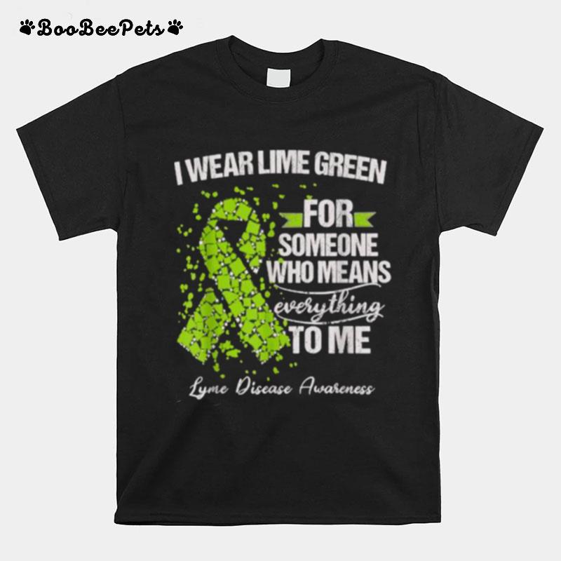 I Wear Lime Green For Someone Who Means Everything To Me Lyme Disease Awareness Warrior Support Survivor T-Shirt